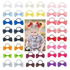 40PCS 2" Baby Hair Ties Boutique Tiny Elastic Ponytail Rubber, Toddler Hair Accessories for Baby Girls Newborn Infants Little Girl in Pair Hair Bands