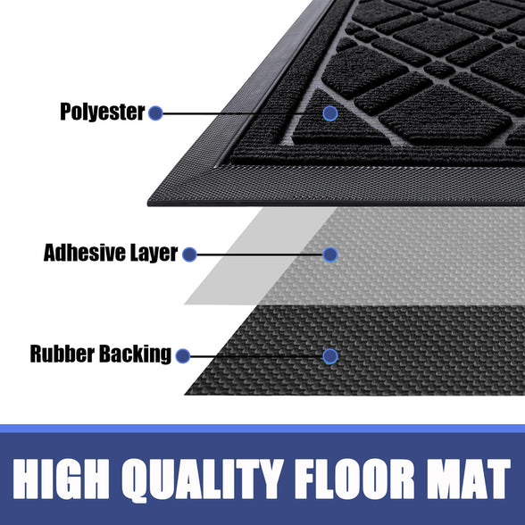 BEROZA Super Absorbent Moistureproof Door Mat,【75 * 45CM】Indoor and Outdoor Door Mat Home Front Door Mat, Front Welcome Mat Door Mat Suitable for Front Door, Yard, Corridor, Office (Black)