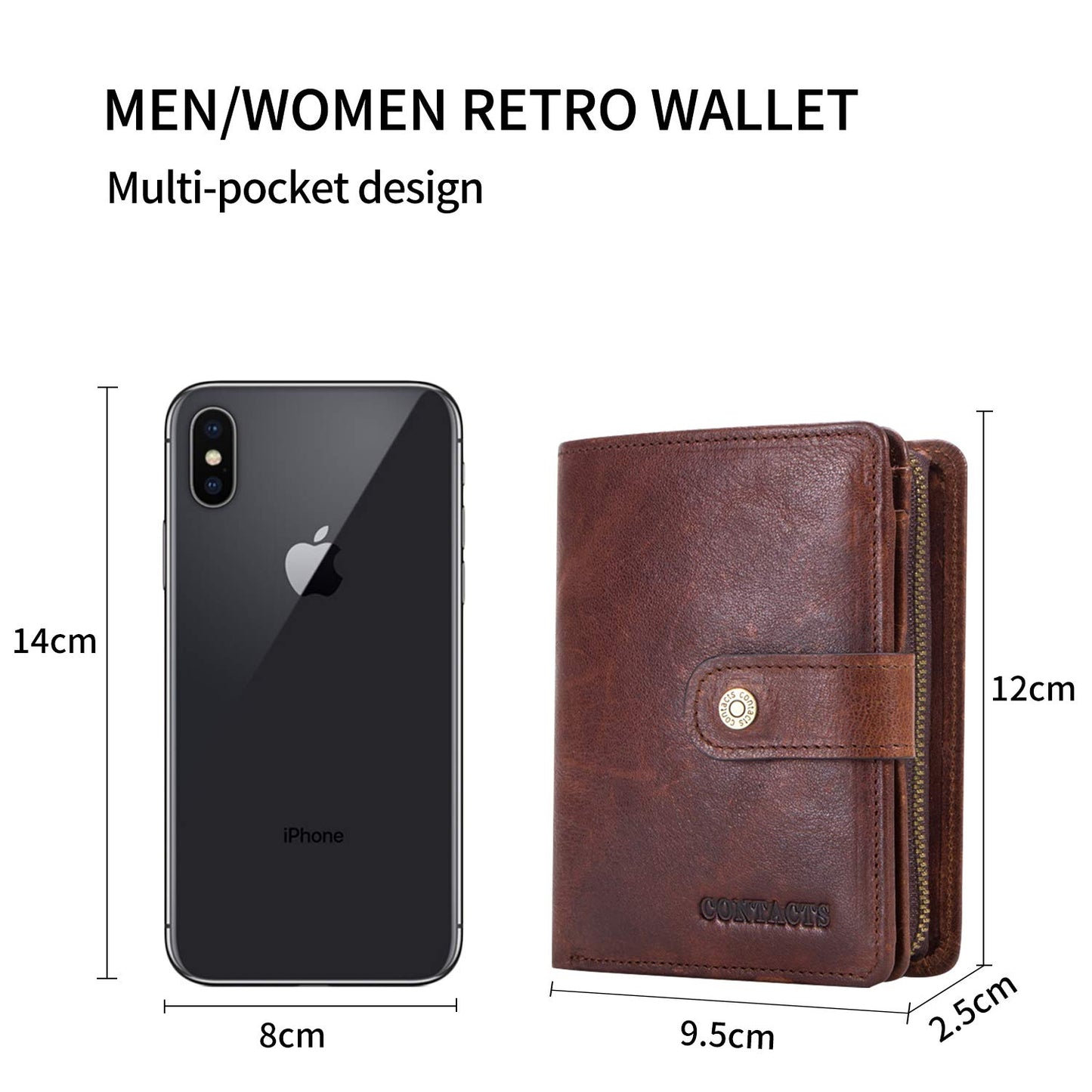 FANDARE Wallet with RFID Men Short Purse Leather Bifold Wallet with 12 * Credit Card Slots, 1 *Coin Pocket