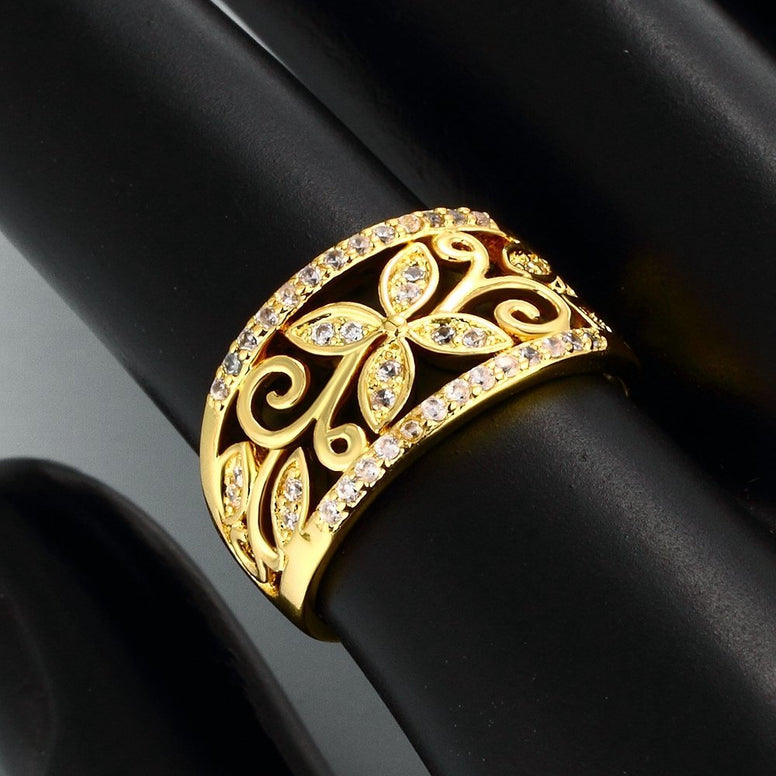 YELLOW CHIMES Flower Band Golden Ring for Women and Girls