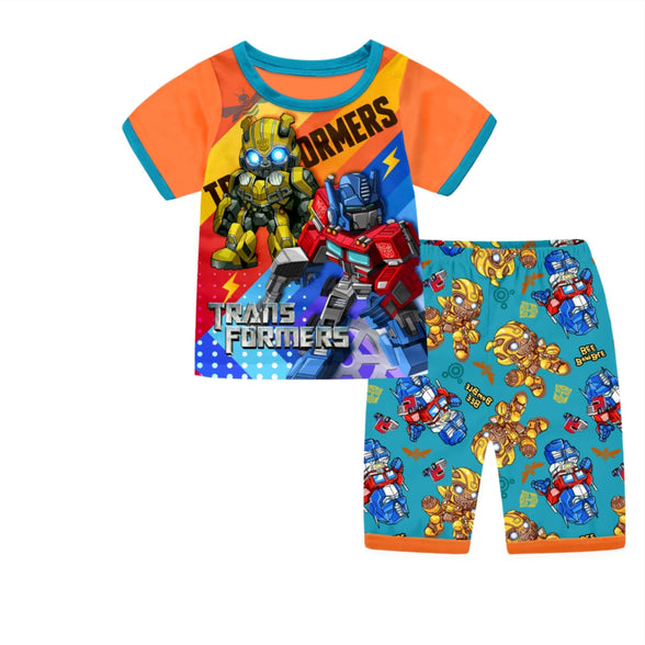 KEASHOPPE Boys Cartoon Glow in Dark Printed Half Sleeves T-shirt with Shorts 3 years