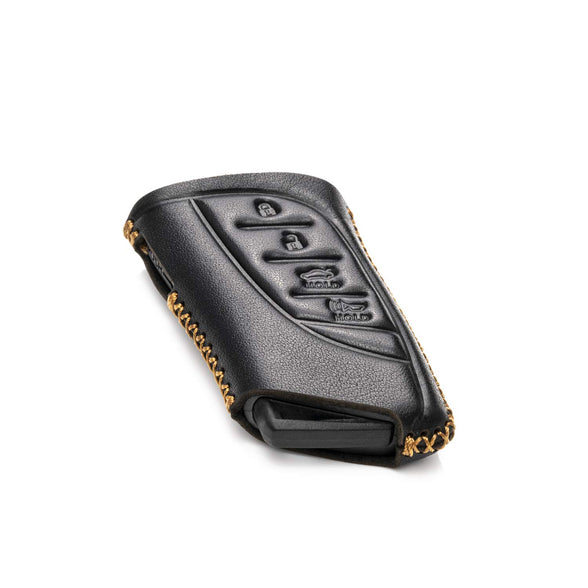 Vitodeco Genuine Leather Smart Key Fob Case with Leather Key Strap Suitable for 2018-2021 Lexus is 350, LS 500, LS 500H, UX 200, UX 250H, LC 500, LC 500H, ES 350, ES 300H (4-Button, Black)