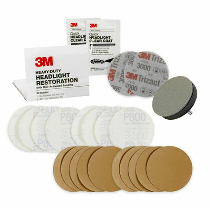 3M Headlight Restoration Kit, Heavy Duty 2-Pack, Easy Heavy Duty Car Headlight Restoration System, Headlight Cleaner and Restorer, Use With A Household Drill