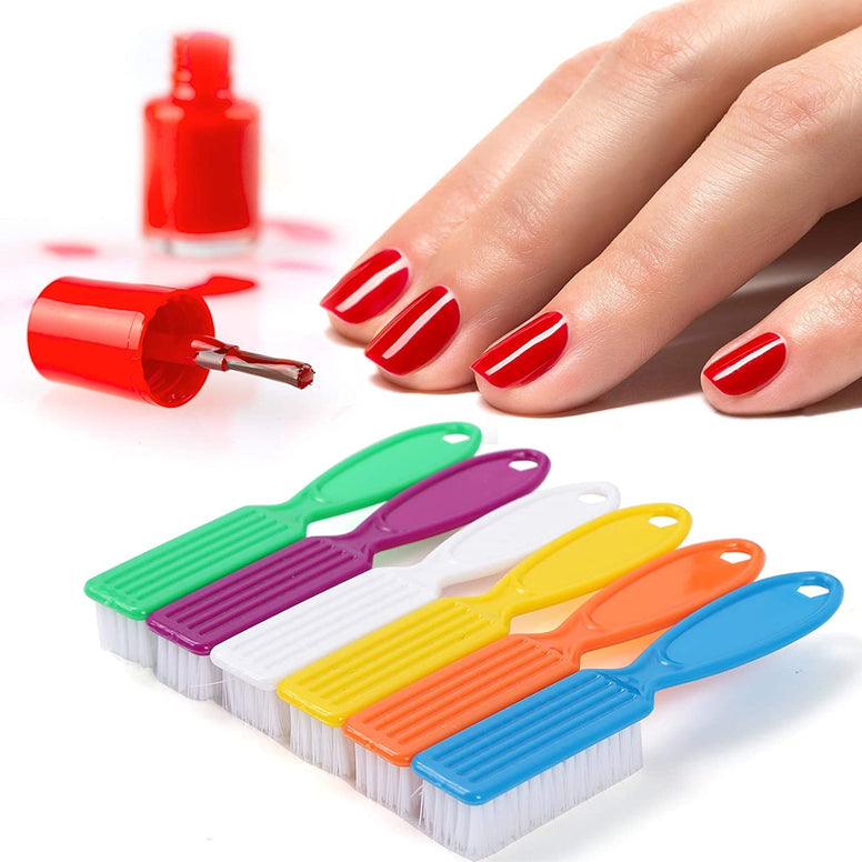 Handle Grip Nail Brush, Hand Fingernail Cleaner Brush Manicure Tools Scrub Cleaning Brushes for Toes and Nailsor Cleaner, Pedicure Scrubbing Tool 6 Pcs Kit (Random Color)