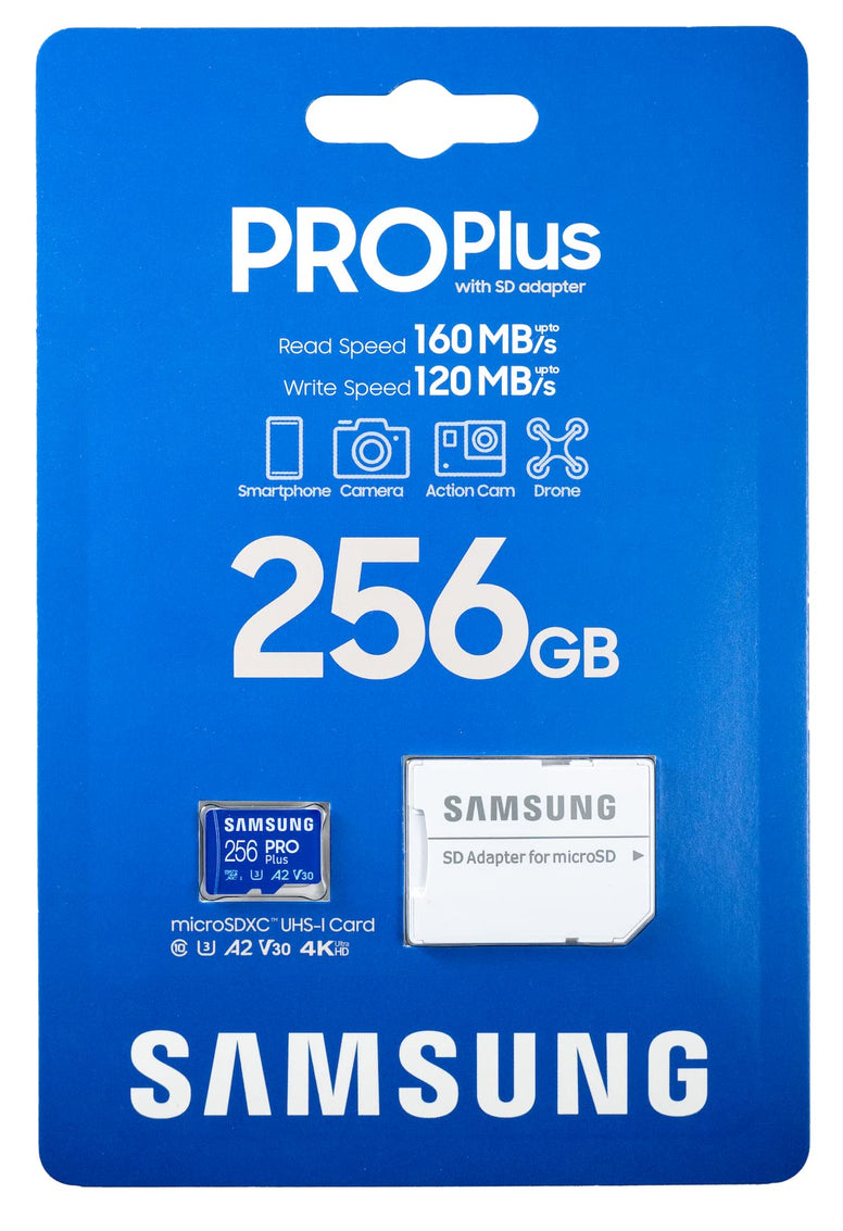 Samsung 256GB PRO Plus MicroSDXC Memory Card Works with GoPro Hero 11, Hero 11 Mini, Hero 10 Black Bone Action Camera (MB-MD256KA) C10 U3 Bundle with (1) Everything But Stromboli MicroSD Card Reader