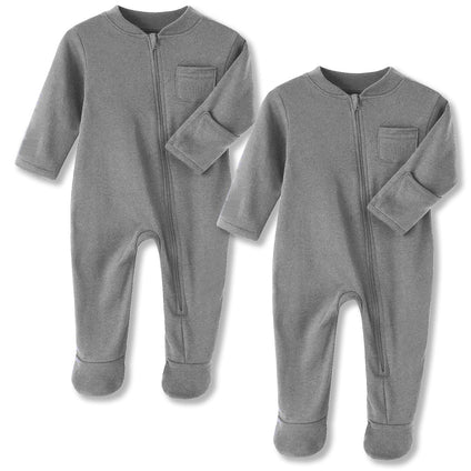 Eleven's Kingdom Baby Kids Sleep and Play,Baby Cotton Pajamas with Mitten Cuffs, 2 Way Zipper Footed Sleeper 0-3 Month