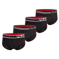 Fila Men's Regular Rise Brief Fly Front with Pouch, 4-Pack of Tagless Underwear Small
