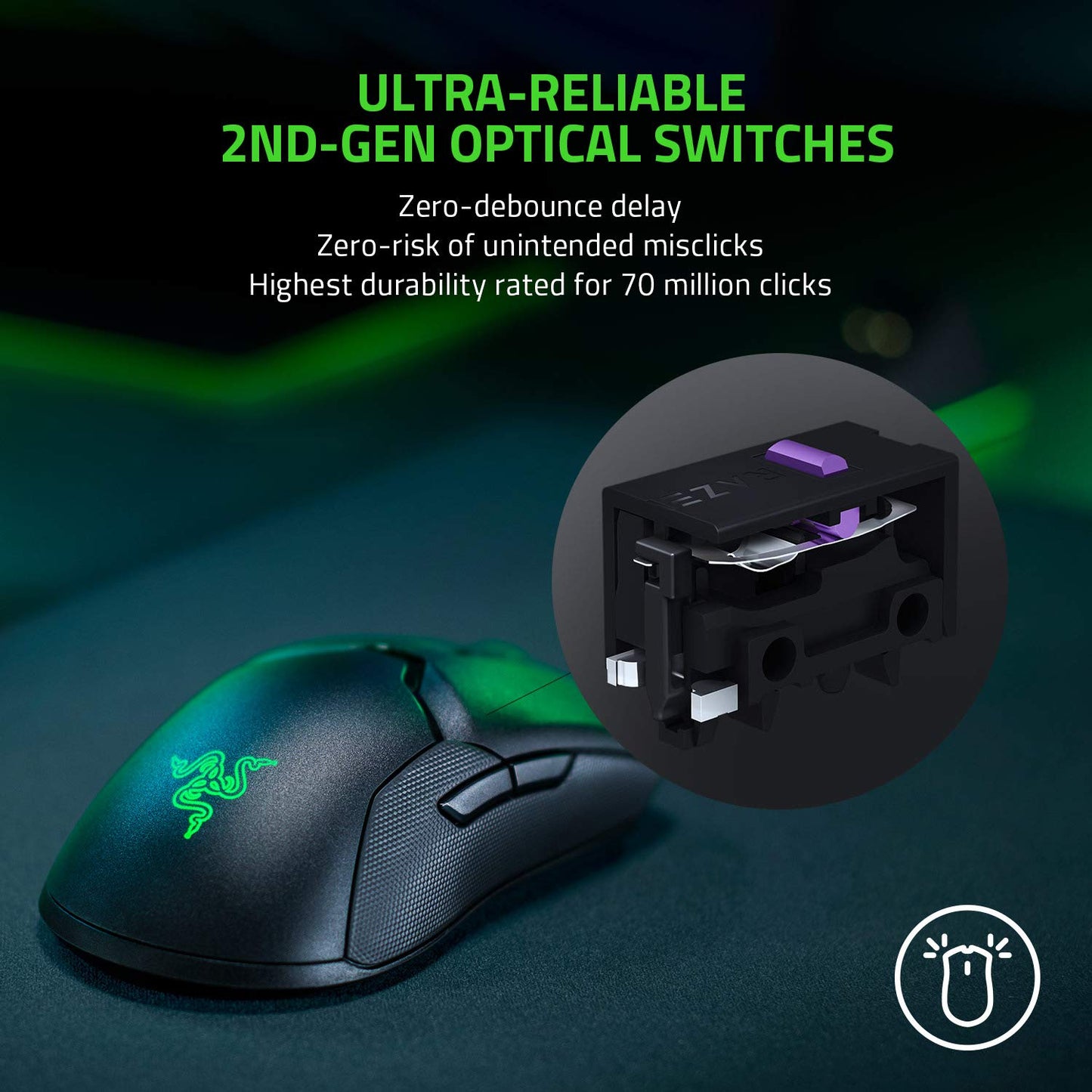 Razer Viper Ultimate Hyperspeed Lightest Wireless Gaming Mouse & RGB Charging Dock: Fastest Gaming Mouse Switch - 20K DPI Optical Sensor - Chroma Lighting - 8 Programmable Buttons - 70 Hr Battery