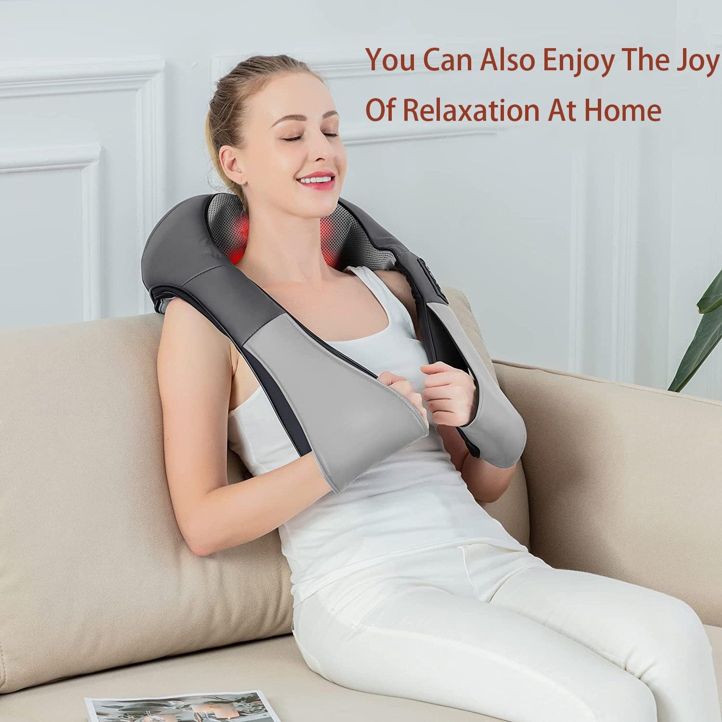 Shiatsu Neck and Back Massager with Soothing Heat, 8 Nodes Electric Deep Tissue 3D Kneading Massage Pillow for Shoulder, Leg, Body Muscle Pain Relief, Home, Office, and Car Use (Back Massager-D)