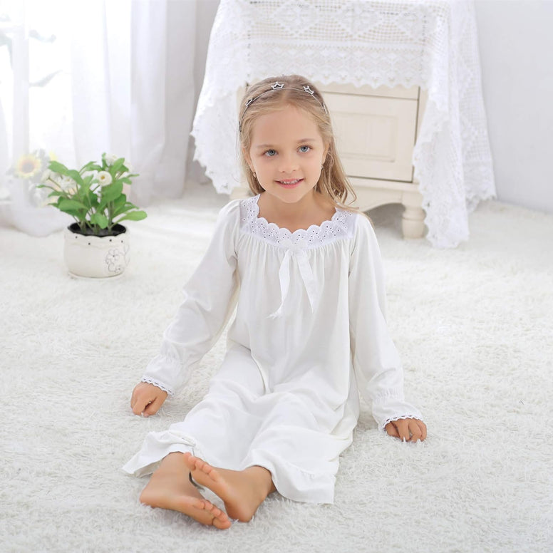 Flwydran Nightgowns Girls Long Sleeve Soft Family Pyjamas Long Nightdress Sleepwear