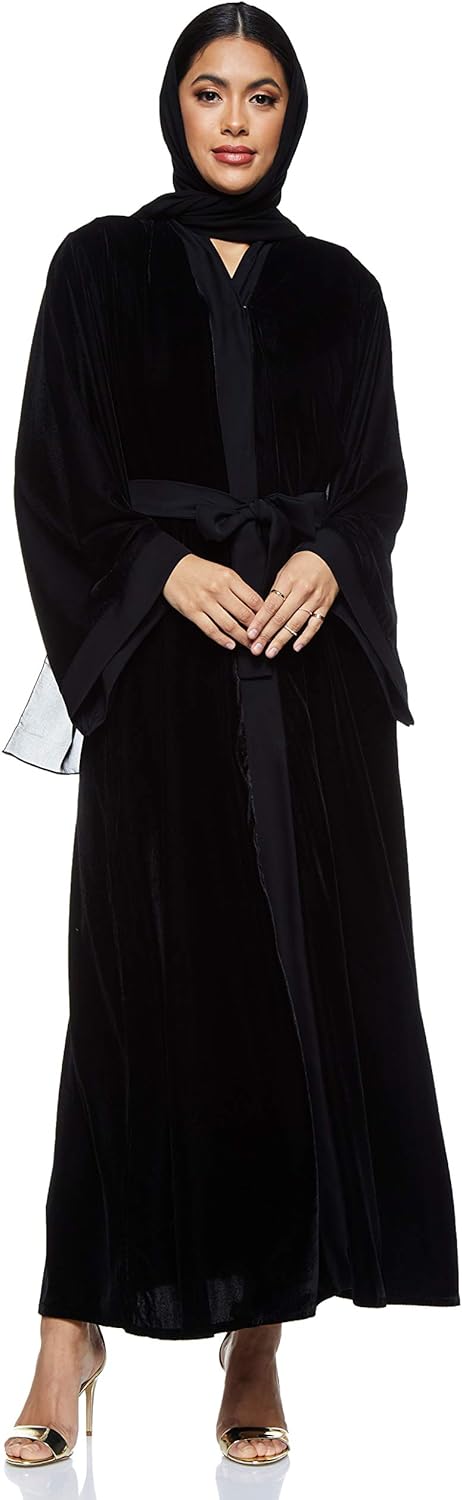 Nukhbaa Womens Abaya Made With Fine Fabric, Comes With Matching Hijab AJ117A Abaya (pack of 5)