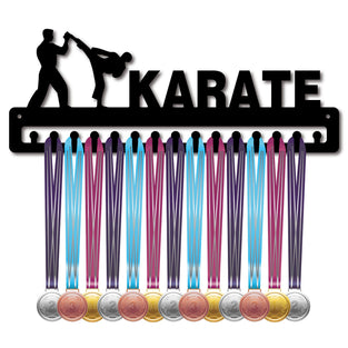 CREATCABIN Karate Medal Holder Olympic Games Athlete Sport Medals Display Stand Wall Rack Mount Hanger Decor Black Sturdy Medal Holders for Runners Home Badge Storage Medalist Hanging Over 15 Medals