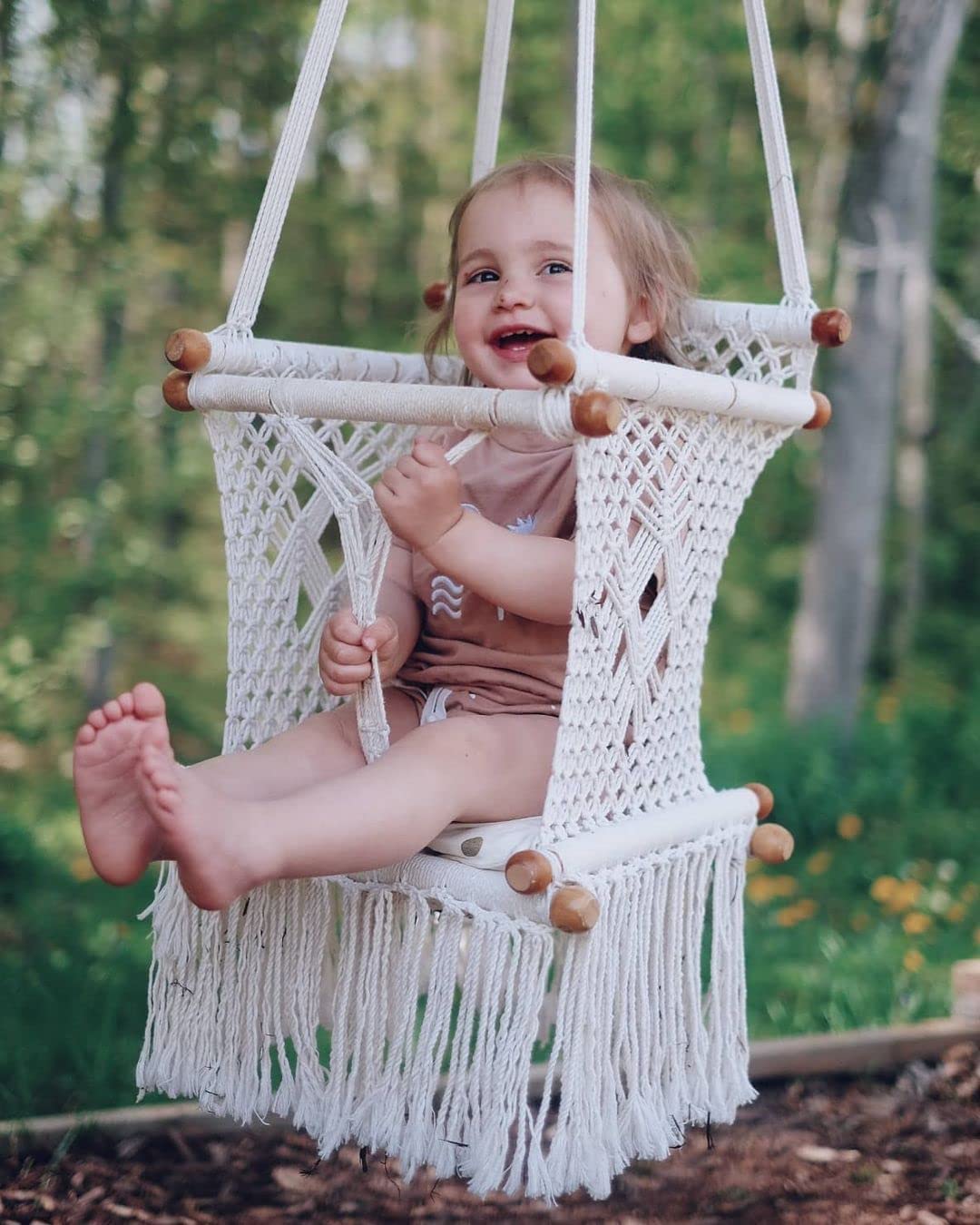 Swing Chairs-Handmade Swing-Baby Swing Chair-Toddler Swing-Indoor Swing-Hammock Chair-Baby Hammock-Outdoor Swings (Natural)