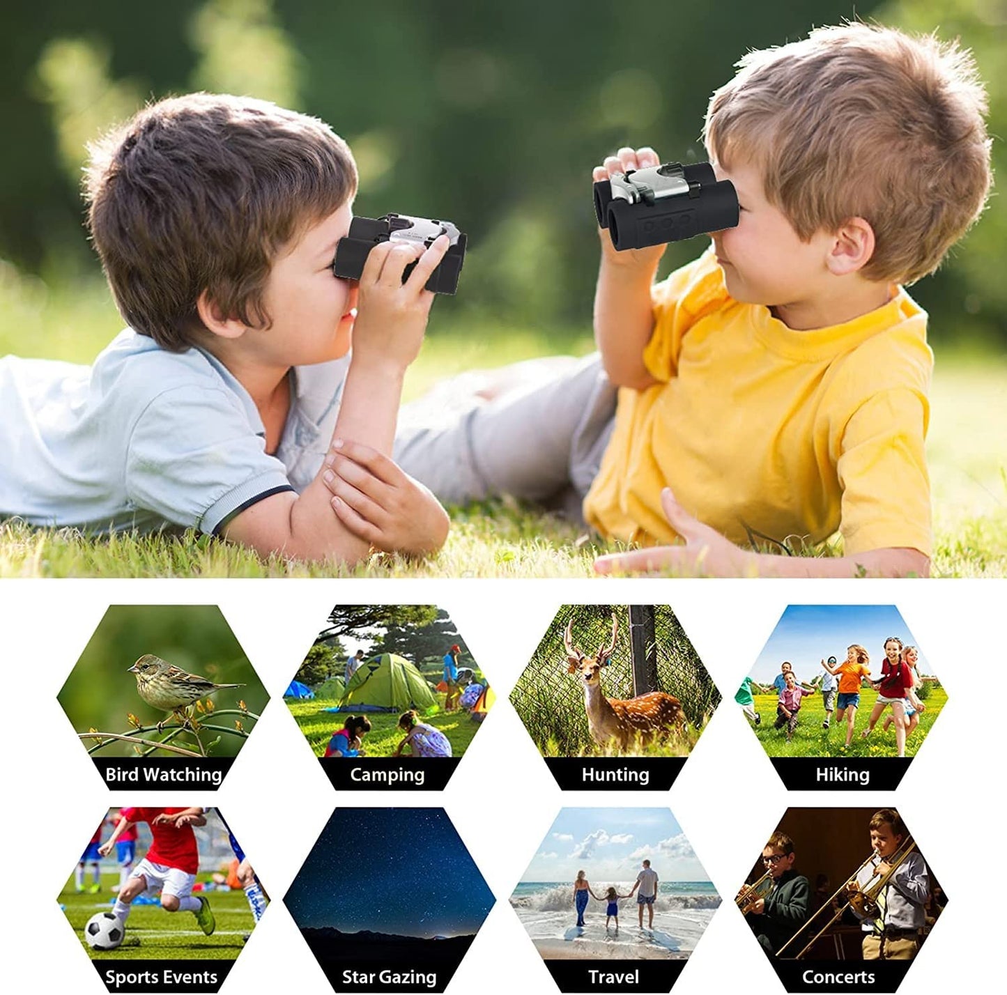 AMERTEER Binoculars, compact toy binoculars, 3-12 year old boy and girl gift, suitable for bird watching, travel, camping