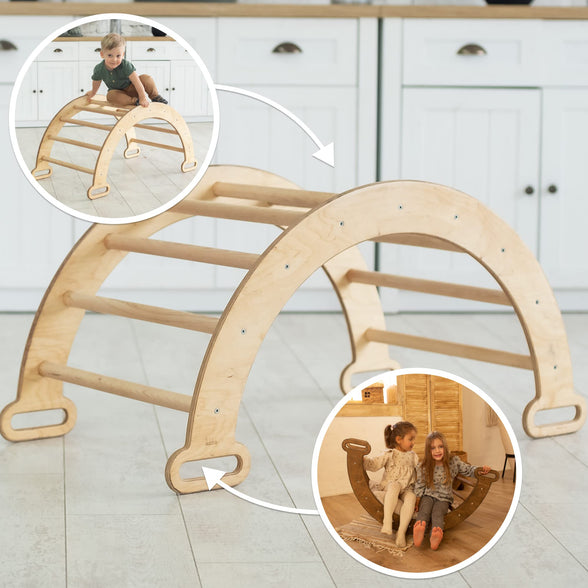 Goodevas Wooden Ladder Arch for Climbing - Montessori Toddlers Gym - Kids Ladder Climber, Eco-Friendly Waldorf Rocker Aged 1-7 y.o