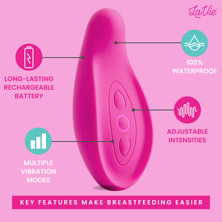 Lavie Lactation Massager, Breastfeeding Support For Clogged Ducts, Mastitis, Improve Milk Flow, Engorgement, Medical Grade Rose