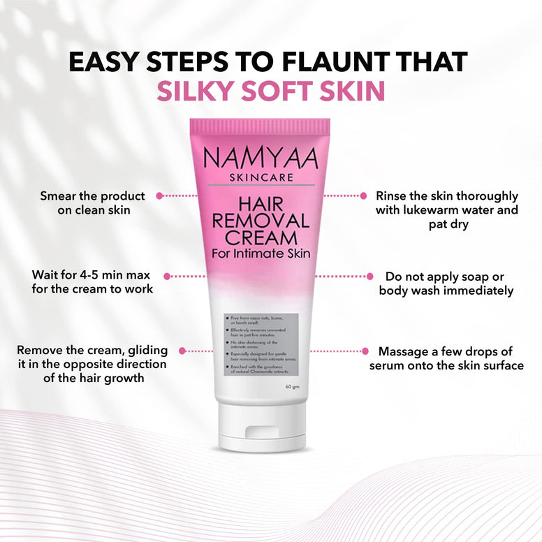 Namyaa Hair Removing Cream for Intimate Skin with After Wax Soothing Serum Vitamin C