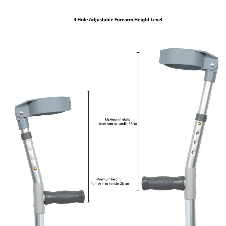 Rehamo Lightweight Walking Forearm Crutches with Height Adjustment - Size M - Height 5.2-5.10 Ft | Folding Crutches for Elderly, Disabled & Old People | Comfortable Crutches with Arm Support