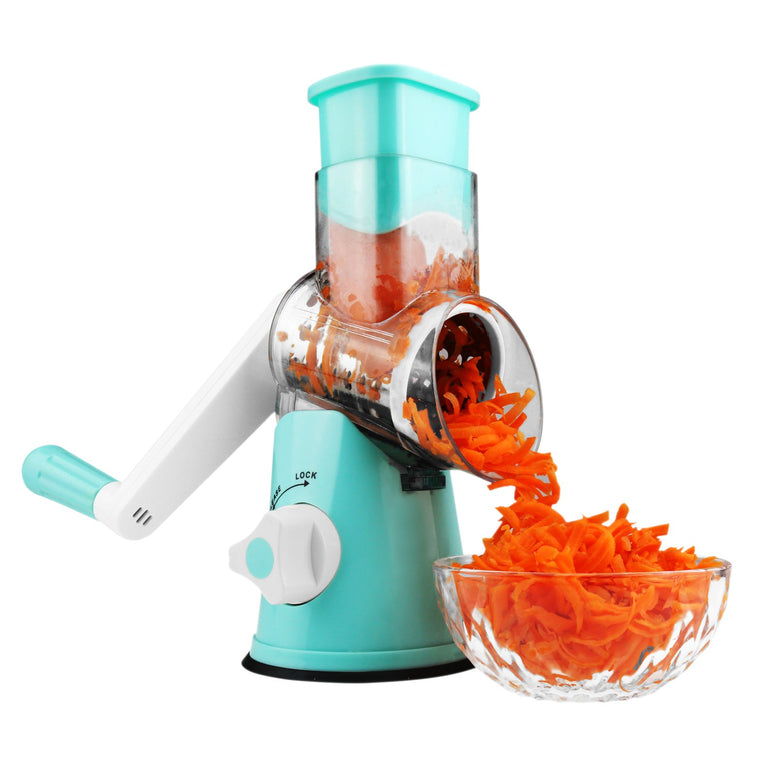 BNUNWISH Round Mandoline Drum Slicer Rotary Cheese Grater Veggie Slicer Vegetable Carrot Shredder Nut Chopper