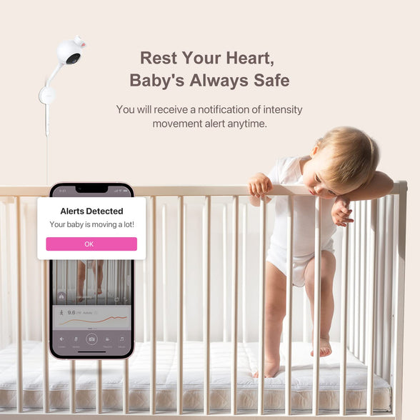 iBaby Smart Baby Breathing Monitor - with Camera and Audio, Tracking Baby's Breathing, Sleeping, Movement. i2 Wi-Fi Video Baby Monitor, Contactless, Work with Smartphone.