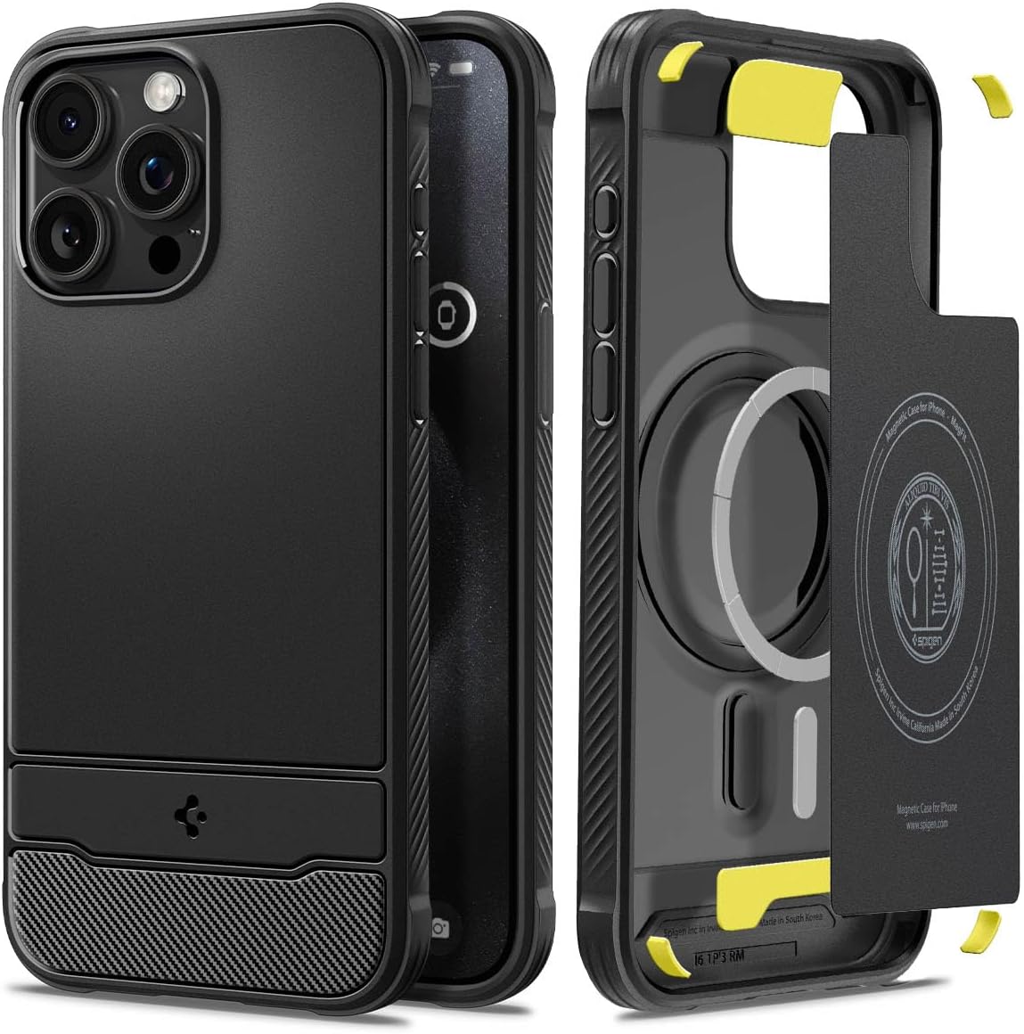 Spigen Rugged Armor MagFit for iPhone 15 Pro case cover (2023) MagSafe compatible - Matte Black