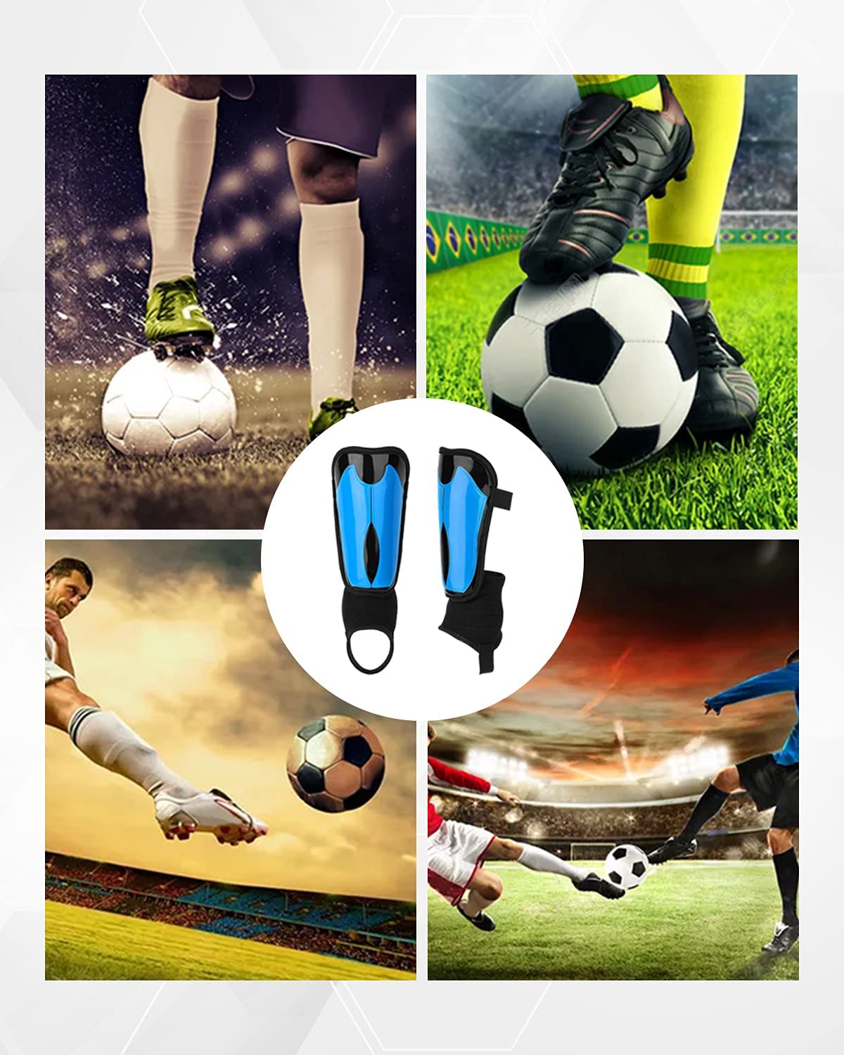 Shin Guards, Shin Pads Mens for Sports, Football Shin Pads Boys for Height 4’9’’ to 6’2’’, with Adjustable Straps and Ankle Support Football Gifts Size L Fits for Most Teenagers Boys and Adults