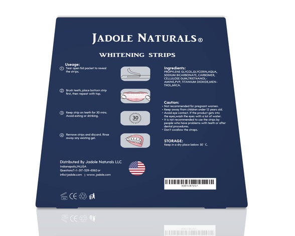 Jadole Naturals Teeth Whitening Strips Pack of 28 | Enamel safe teeth whitening Dental Care Kit | Dentist Formulated and Certified Non-Toxic - Sensitivity Free