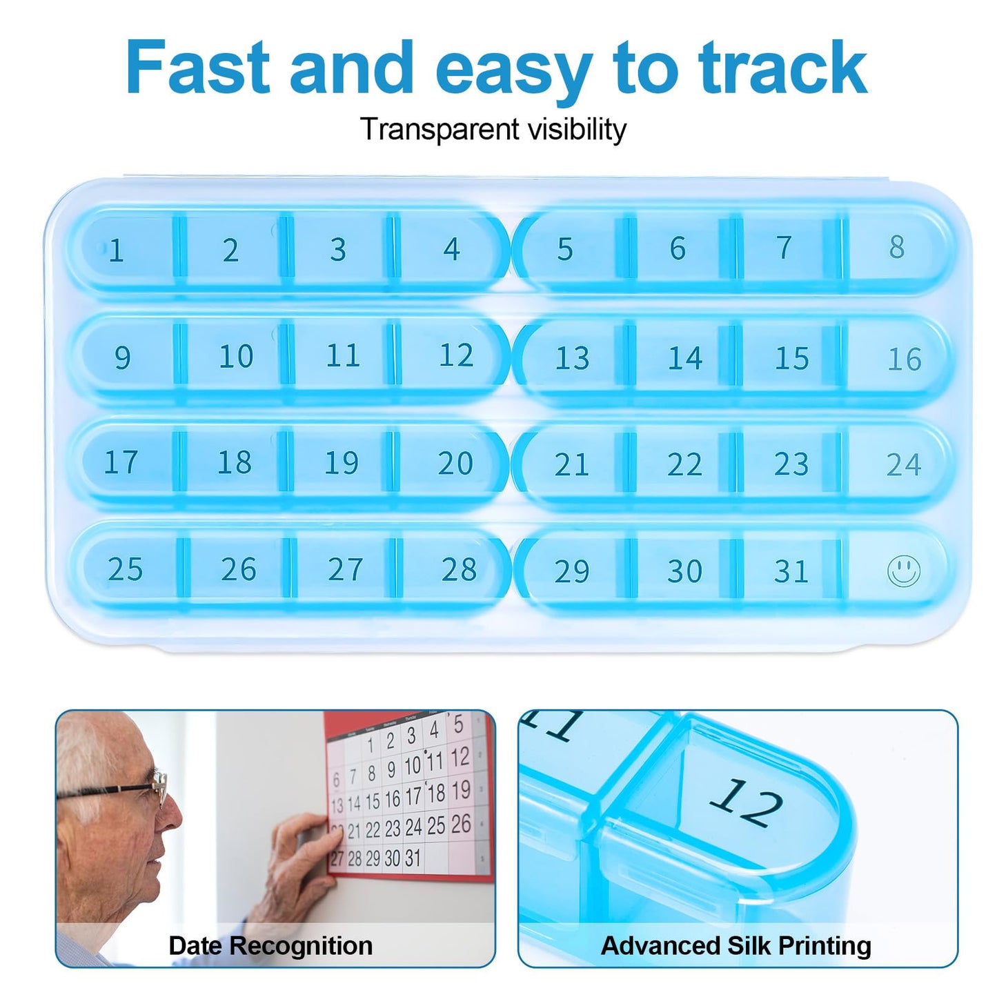 Daviky Monthly Pill Organizer 1 Time a Day