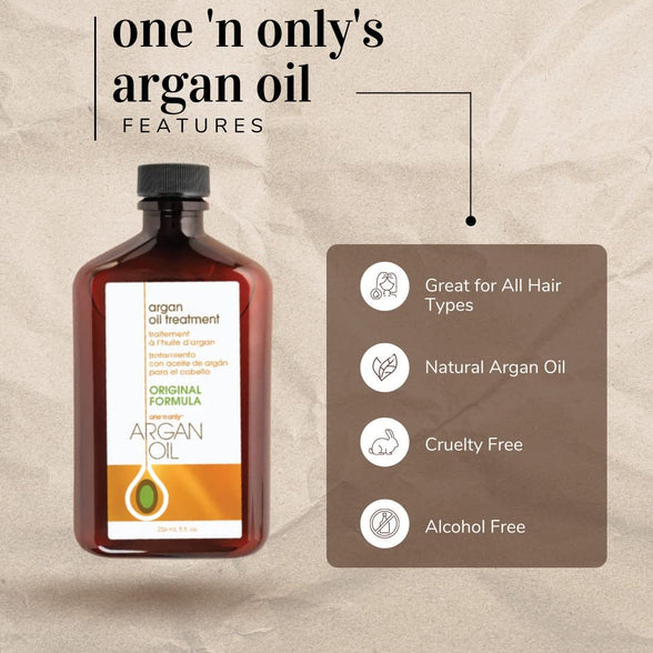 one 'n only Argan Oil Hair Treatment, Helps Smooth and Strengthen Damaged Hair, Eliminates Frizz, Creates Brilliant Shines, Non-Greasy Formula, 3.4 Fl. Oz