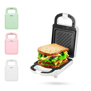 XVersion Electric Sandwich Maker with Cool Touch Handle, Easy to Clean and Store, Perfect for Cooking Breakfast, Grilled Cheese, Tuna Melts and Snacks - Standard White