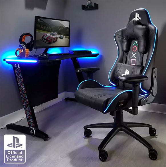 Xrocker Official Playstation Gaming Desk Led Lights Pc Office Workstation Borealis Rgb
