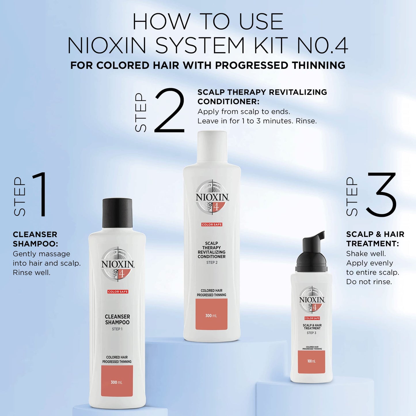 Nioxin System 4 Scalp & Hair Treatment, Color Treated Hair with Progressed Thinning, 3.4 oz