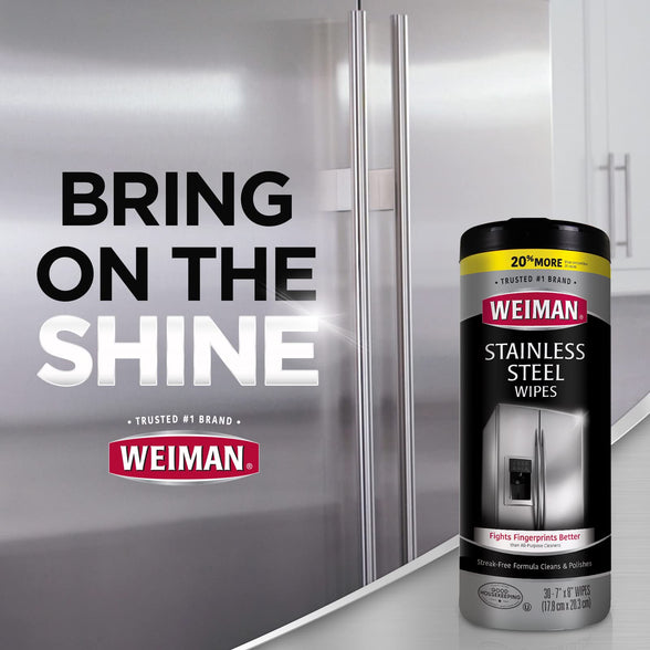 Weiman Stainless Steel Wipes and Leather Wipes - Clean and Polish Appliances for a Brighter and Longer Shine - Clean, Condition and Restore Leather Surfaces - Packaging May Vary