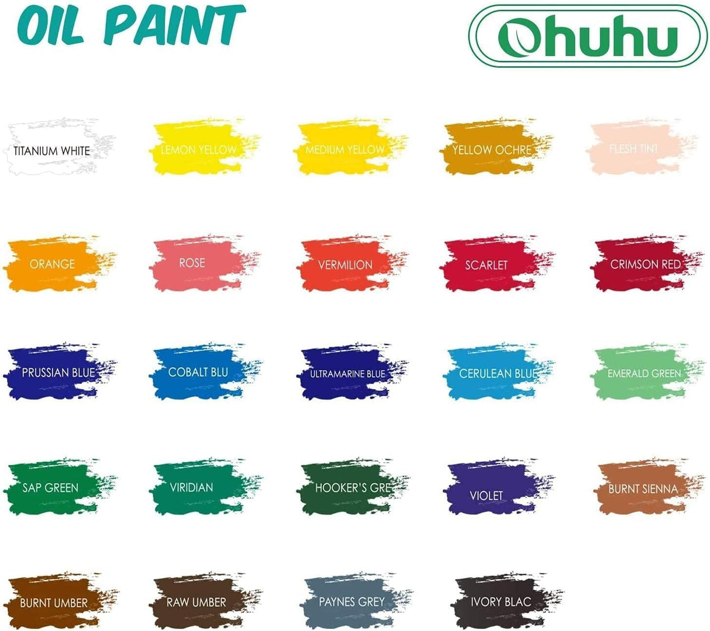 Ohuhu Oil Paint Set, 24 Oil-Based Colors, 12ml/0.42oz x 24 Tubes Non-Toxic Oil Painting Set Supplies for Canvas Painting Artist Kids Beginners Adults Classroom Great Art Supplies Gifts Ideal