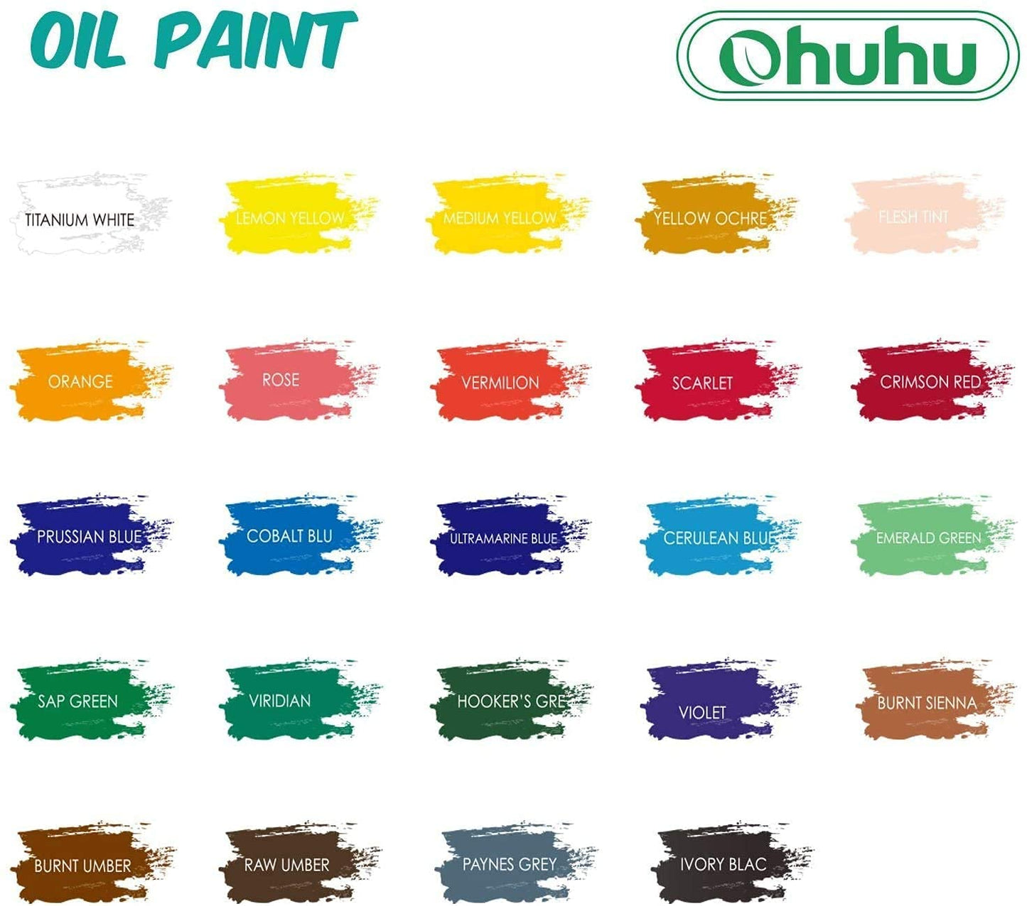 Ohuhu Oil Paint Set, 24 Oil-Based Colors, 12ml/0.42oz x 24 Tubes Non-Toxic Oil Painting Set Supplies for Canvas Painting Artist Kids Beginners Adults Classroom Great Art Supplies Gifts Ideal