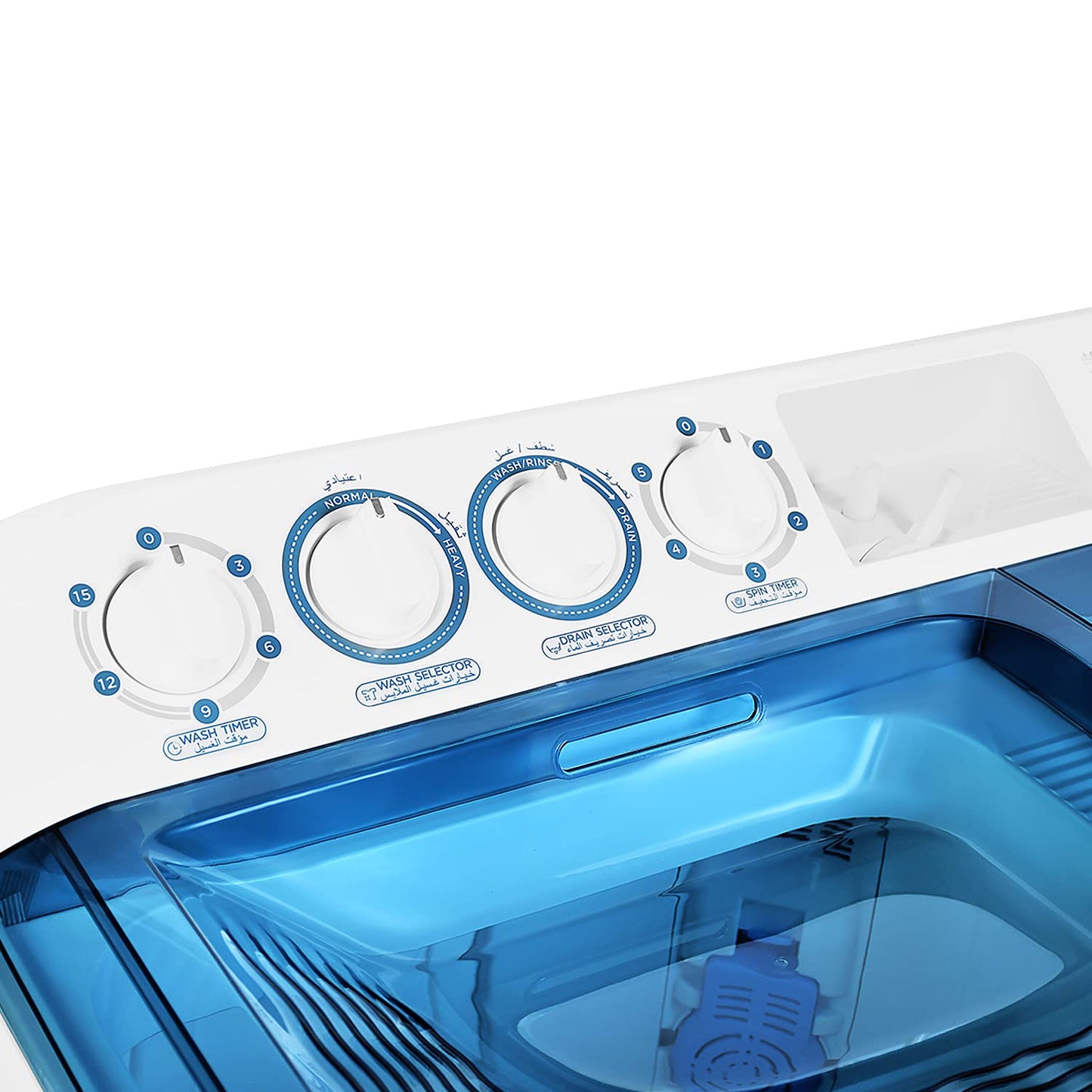 Super General 10 kg Twin-tub Semi-Automatic Washing Machine, White/Blue, efficient Top-Load Washer with Lint Filter, Spin-Dry, SGW-105, 87 x 51.2 x 100.5 cm, 1 Year Warranty