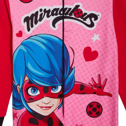 Miraculous Onesie for Girls Ladybug All in One Kids Fleece Pyjamas Dress Up Play Suit Costume Pjs Zipped Loungewear, Multi