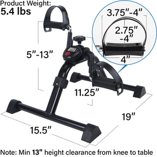 Vaunn Medical Folding Pedal Exerciser with Electronic Display for Legs and Arms Workout (Fully Assembled Exercise Peddler, no Tools Required)