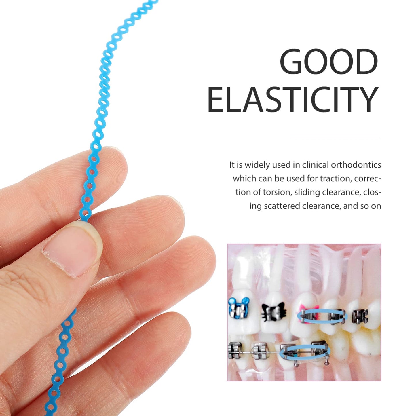 Healifty Orthodontic Rubber Chain Elastic Tooth Rubber Chain Brace Rubber Band 1 Roll