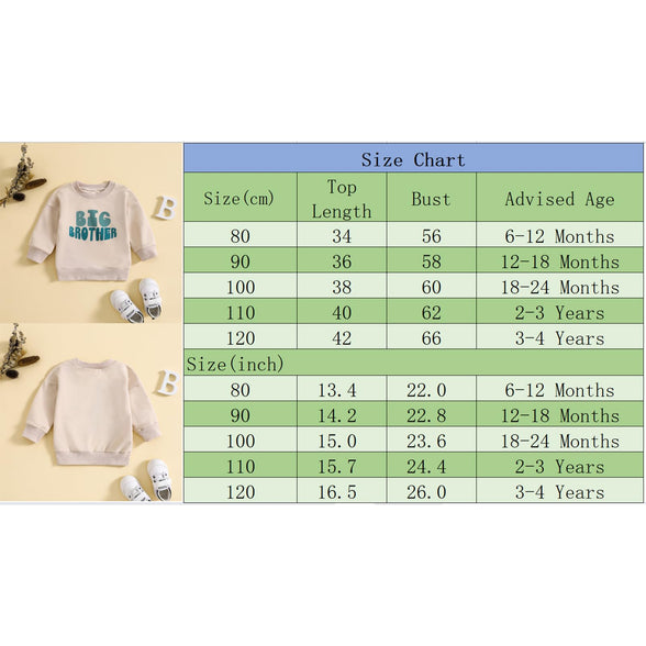 Frietlebird Big Brother Little Brother Matching Outfits Toddler Baby Boy Crewneck Sweatshirt Pullover Shirt Fall Clothes