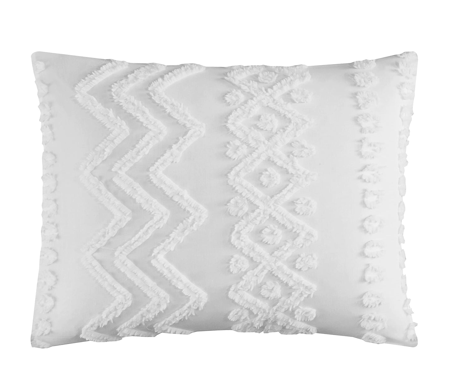 Chic Home Addison 5 Piece Comforter Set Jacquard Chevron Geometric Pattern Design Bedding - Decorative Pillows Shams Included, King, White