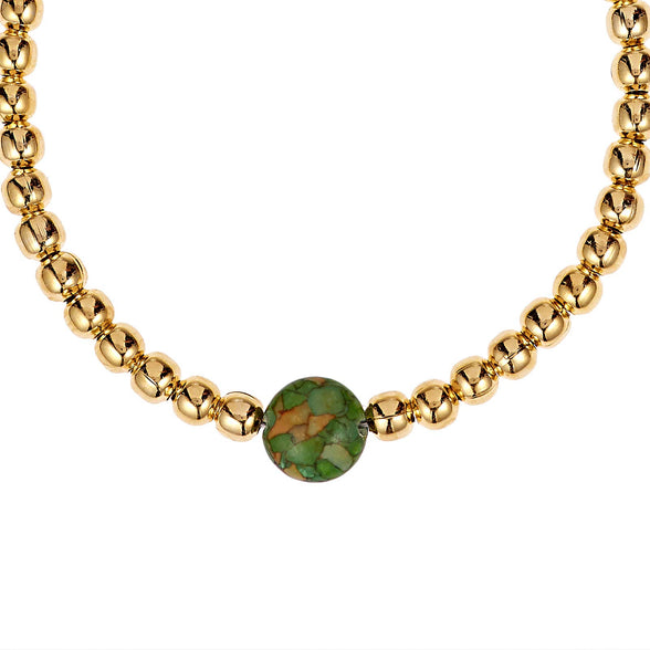 Alwan Gold Plated & Green Color Quartz stone Bracelet for Women - EE3380ST