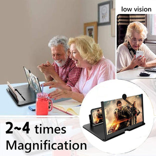 ELECDON Smartphone Phone Magnifier Screen, HD Mobile Phone Amplifier for Movies, Videos and Gaming, Stand 14 Inch 3D Foldable Amplifier, Portable Push Pull Design for All Smartphone-Black