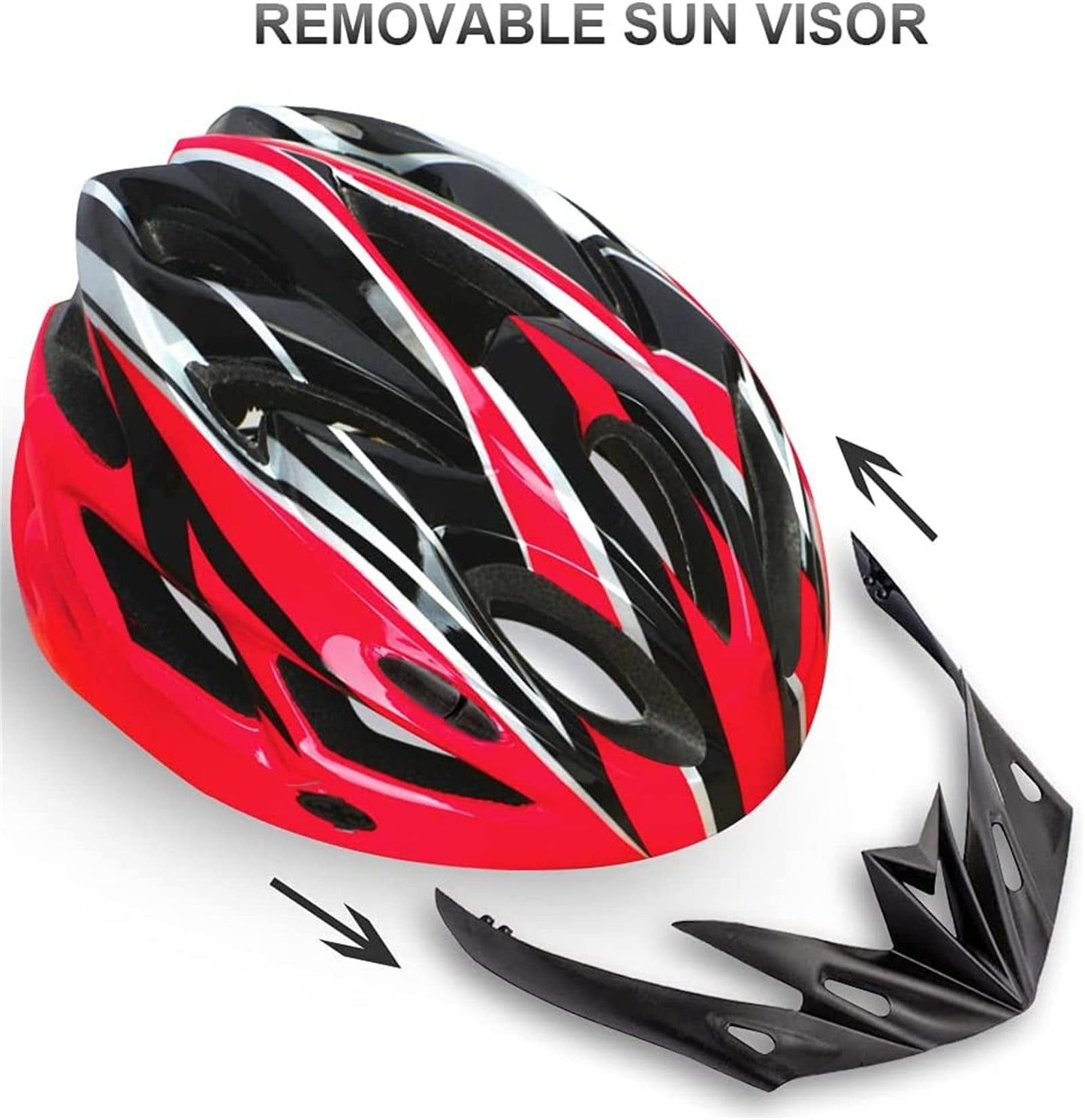 Bike Helmet for Men Women, Adult Bike Helmet with Replacement Pads &Detachable Sun Visor, Breathable Cycling Helmet Adjustable Size Bicycle Helmet for Adults Youth Mountain Road Biker