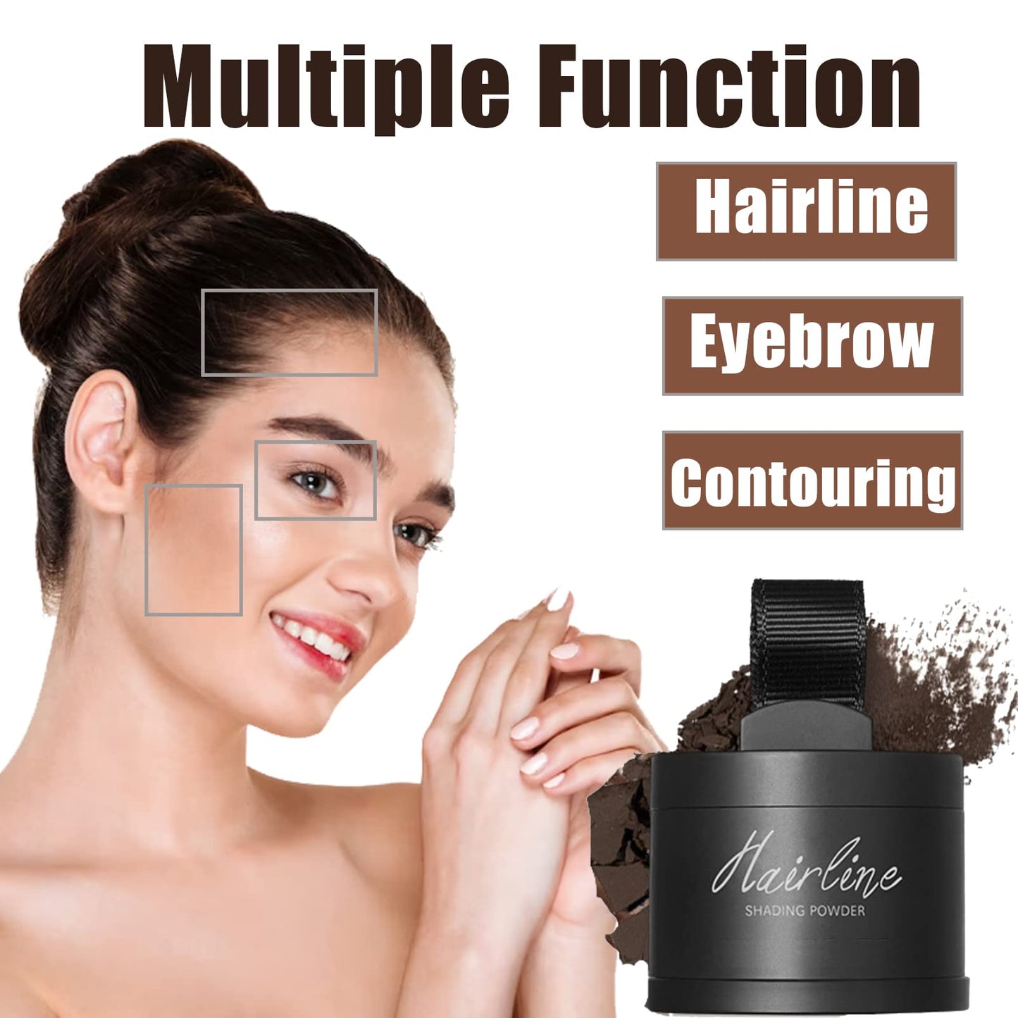 Hairline Powder,Root Cover Up,Hair Shadow Powder, Dark Gray Hair Root Dye Shadow Cover, Root Concealer,Beard Dye,Hair Touch-Up for Thin Hair Grey Hairline Quick Cover Unisex,Waterproof(Dark Brown)