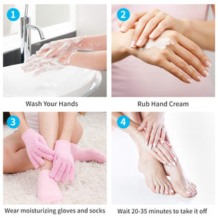 Moisturizing Gloves and Socks, Gel Spa Moisturizing Therapy Socks ＆ Gloves, Soften Repairing Dry ed, Hands Feet Skin Care, Effective in Repair Dry and Chapped Hands and Feet Skin Care