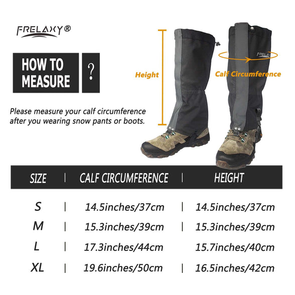 Frelaxy Leg Gaiters Ultra HIGH-Performance Hunting Gaiters, 100% Waterproof Hiking Gaiters with Upgraded Rubber Foot Strap, Adjustable Snow Boot Gaiters