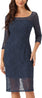 Allegra K Lace Dress for Women's Elegant 3/4 Sleeve Square Neck Bodycon Cocktail Dresses