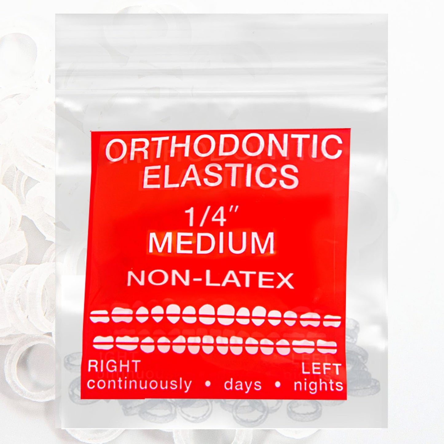 100 orthodontic elastic (Medium 1/4'', Clear)
