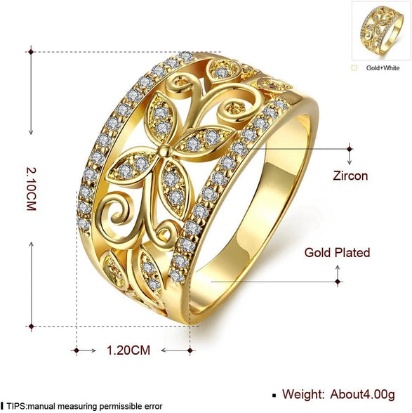 YELLOW CHIMES Flower Band Golden Ring for Women and Girls
